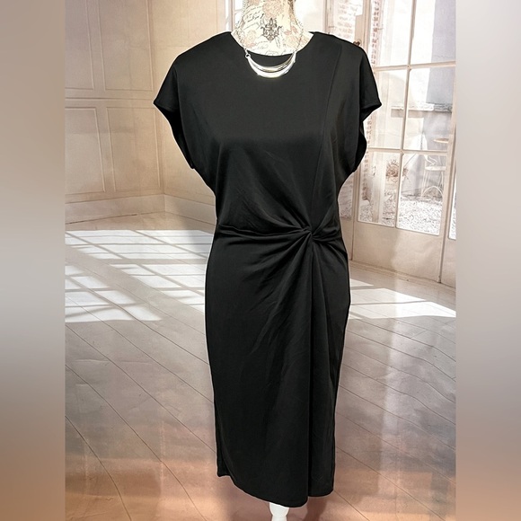 HALOGEN Black twist front sheath dress size M. - Picture 3 of 16